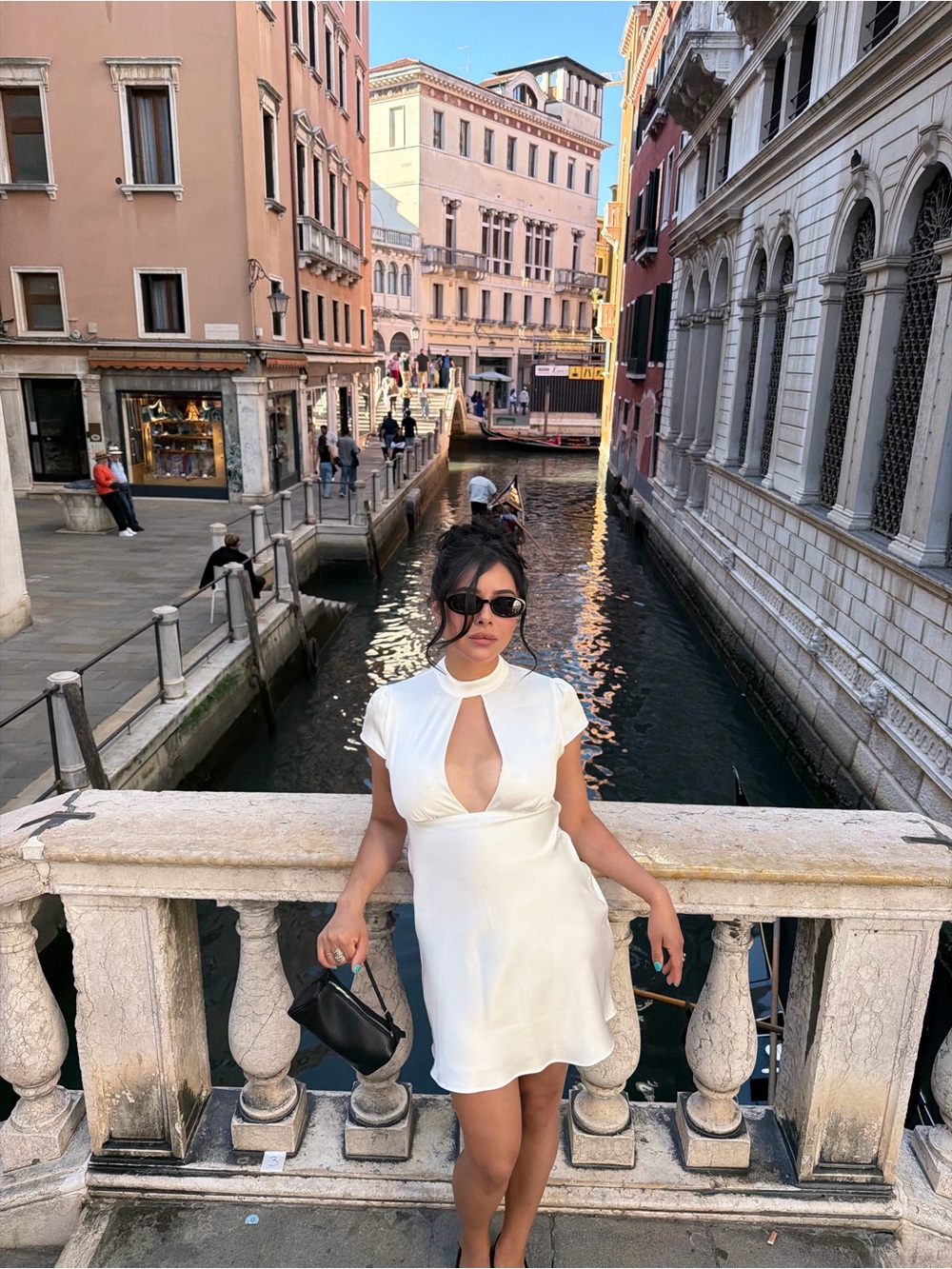 Zara White Keyhole Mock-Neck Mini Dress